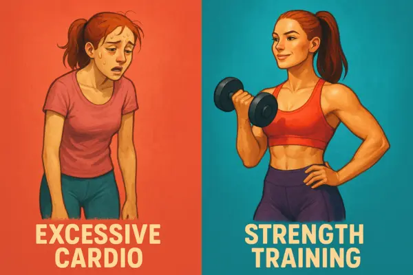 Comparison showing results of excessive cardio vs strength training